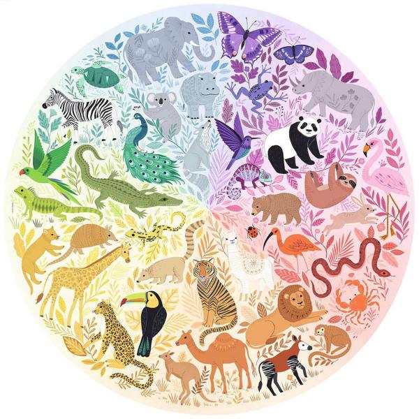Puzzle Redondo 500 piezas: Círculo De Colores: Animales - Ravensburger-17172