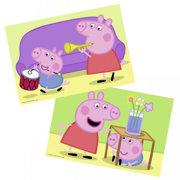 Puzzles 2 x 12 pièces : Peppa Pig : Amour fraternel - Ravensburger-07573