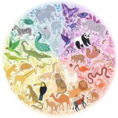 Rund500 Teile Puzzle: Farbkreis: Tiere