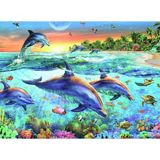 Broderie Diamant - Diamond Painting Dauphins au lever du Soleil – Figured'Art