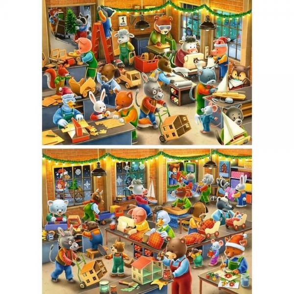 2x12-teilige Puzzles: Die Weihnachtswerkstatt - Ravensburger-12004047