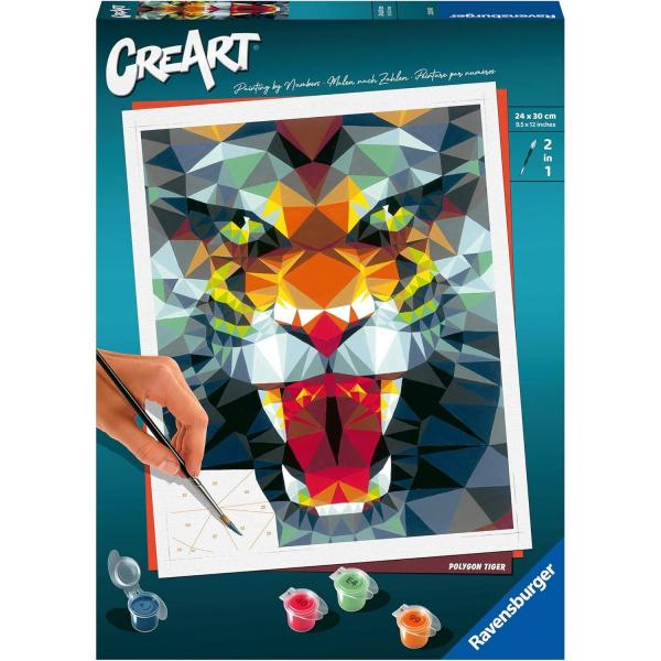 Creart Pintura por números: Tigre Polígono - Ravensburger-23514