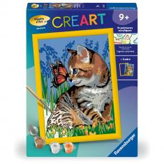  CreArt Kids 18x24cm: Katze und ihr Begleiter der Schmetterling