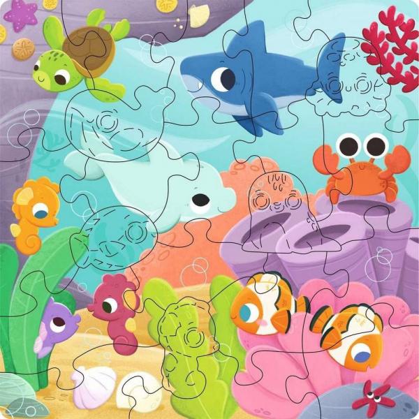 Puzzle 22 pièces en bois : Monde sous-marin - Ravensburger-12004081