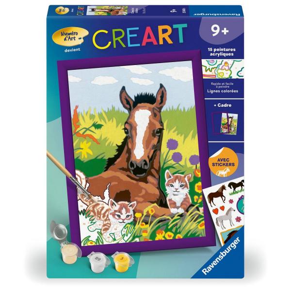 CreArt Kids 18x24cm: Caballo y gatitos - Ravensburger-25840