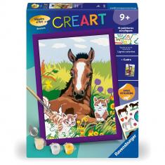 CreArt Kids 18x24cm : Cheval et chatons 