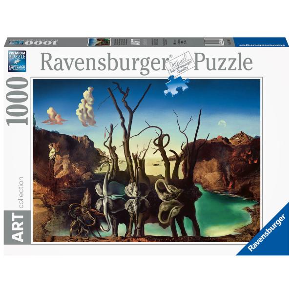Puzzle de 1000 piezas: Colección de arte: Cisnes reflejados en elefantes, Salvador Dalí - Ravensburger-17180