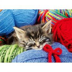 100 piece puzzle: Kitten in the wool