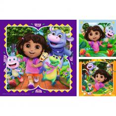 3 x 49-piece puzzle: Dora - Ready to explore?