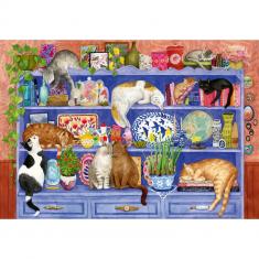 Puzzle de 200 piezas: Gatos en la estantería