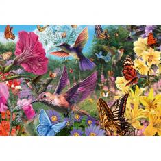 200 piece puzzle: Hummingbirds and butterflies