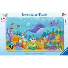 15-piece frame puzzle: Small animals under water