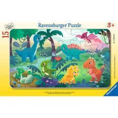 15-piece frame puzzle: The little dinosaurs