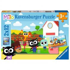 2 x 12 piece puzzles: Farmer or fisherman? Milo