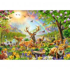 Puzzle 200 pièces XXL :  Famille de cerfs et autres animaux