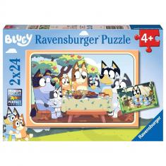 2 x 24 piece puzzles: Let's go with Bluey!