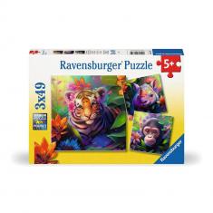 Puzzles de 3 x 49 piezas: Bebés de la selva