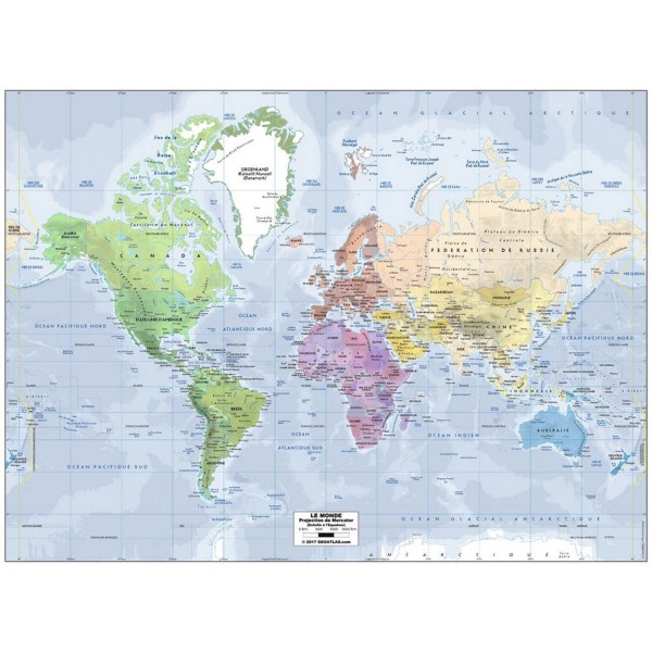 Puzzle de 500 piezas: mapa del mundo - Ravensburger-14760
