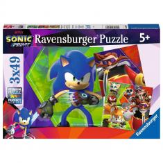 Puzzles 3x49 pièces : Sonic Prime : Les aventures de Sonic