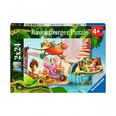 2 x 24-teiliges Gigantosaurus-Puzzle: Rocky, Bill, Mazu und Tiny