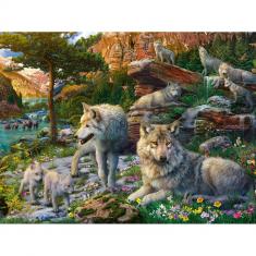 Puzzle 1500 pièces : Loups au printemps