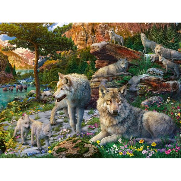 Puzzle 1500 pièces : Loups au printemps - Ravensburger-12000719