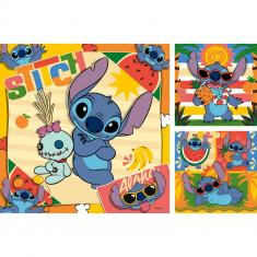 Puzzles 3x49 pièces : Aloha ! -Disney Stitch 