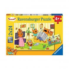 2 x 24 pieces puzzle: at home with the Kid-e-cats