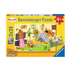 2 x 24-teiliges Puzzle: Zuhause bei den Kid-e-cats