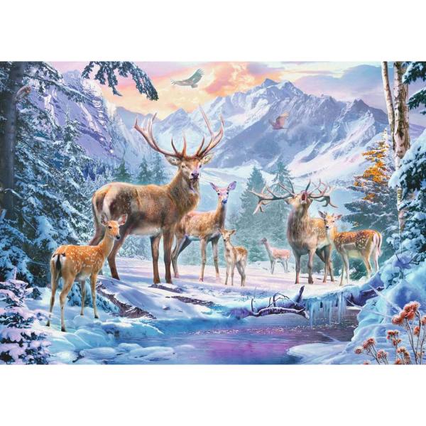1000 piece puzzle: Roe deer and stags in winter - Ravensburger-19949