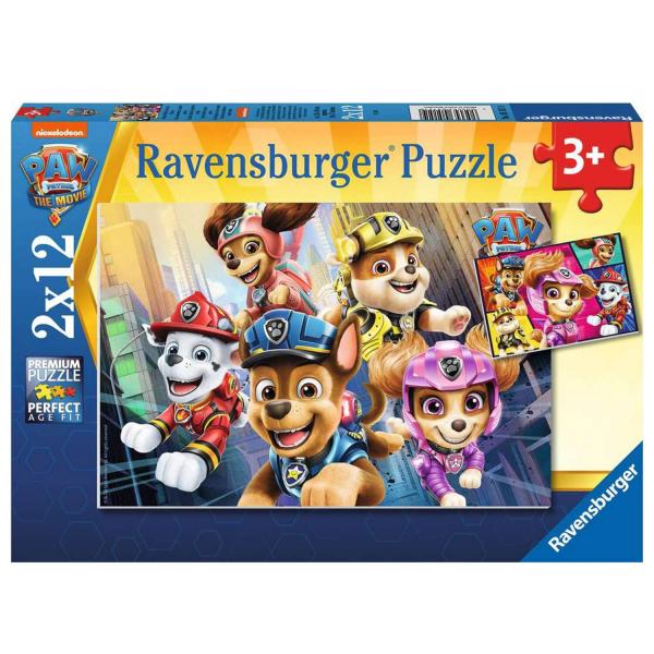Puzzle 2 x 12 piezas: Paw Patrol, la película: Nuestros rescatadores de cuatro patas - Ravensburger-05151