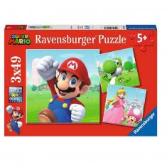 Puzzle de 3x49 piezas - Super Mario