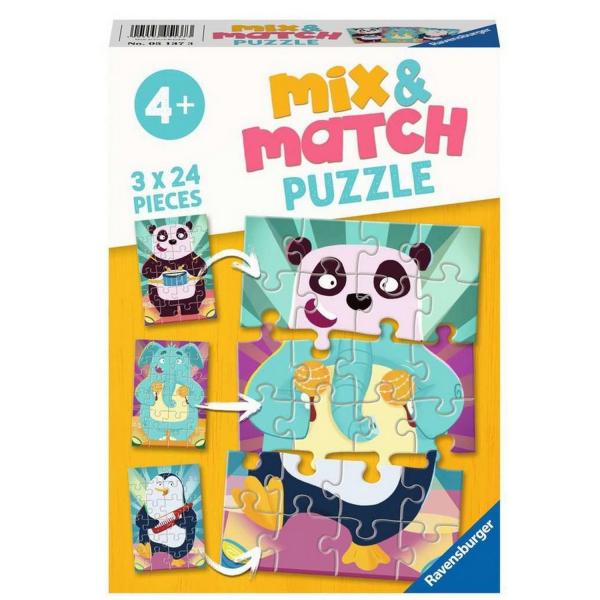 Puzzle de 3x24 piezas Mix & Match - Animales divertidos - Ravensburger-05137