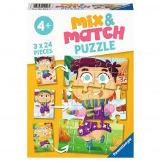 3 x 24-teile Mix & Match-Puzzles: Kleidung