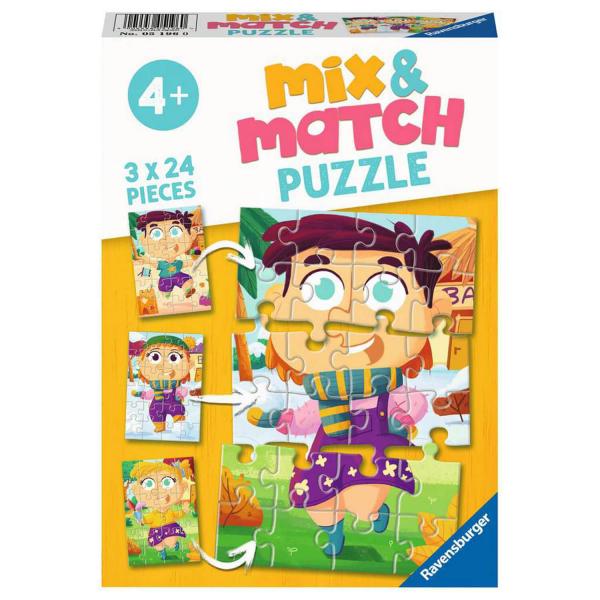 Puzzle Mix & Match de 3 x 24 piezas: Ropa - Ravensburger-05196