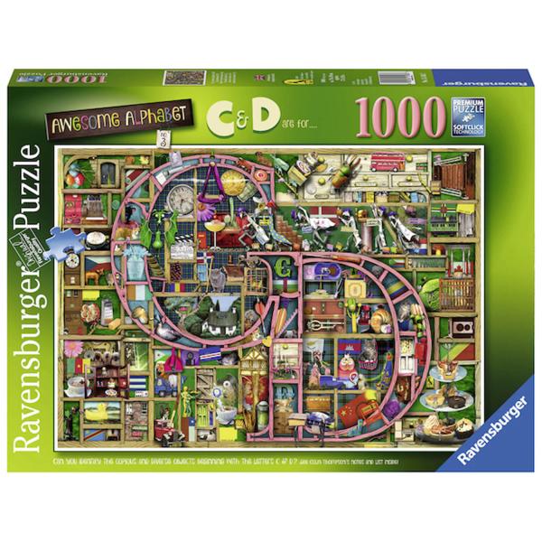 1000 piece puzzle : Awesome Alphabet C & D, Colin Thompson - Ravensburger-15183