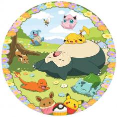 Puzzle rond 500 pièces - Pokémon en fleurs