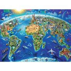 Puzzle 300 pièces XXL : Carte des monuments du monde