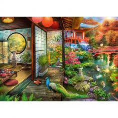 1000-teiliges Puzzle: Teezeit im japanischen Garten
