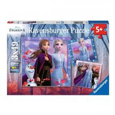 3 x 49-teiliges Puzzle Frozen 2: Die Reise beginnt