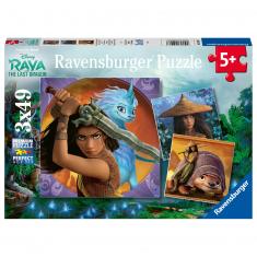 3 x 49 Teile Puzzles: Disney Raya und der letzte Drache: Raya, die tapfere Kriegerin
