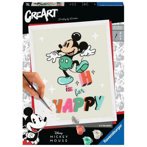 CreArt Paint by Number: Large Format: Mickey Mouse: H is for Happy - Ravensburger-20129