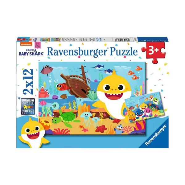 2 x 12 piece puzzle: baby shark explores the ocean - Ravensburger-51236