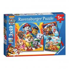 3 x 49-teiliges Puzzle Paw Patrol: Bereit zur Rettung