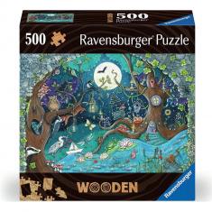 500-teiliges Holzpuzzle: Fantasiewald