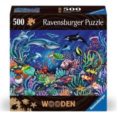 500 piece wooden puzzle: Colorful sea world