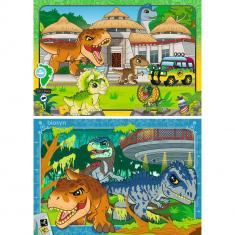 2x24-teilige Puzzles – Leben in der Wildnis / Jurassic World Explorers 