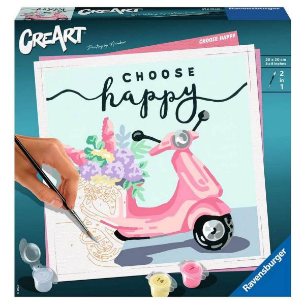 CreArt Paint by number: Square - Choose happy - Ravensburger-20125