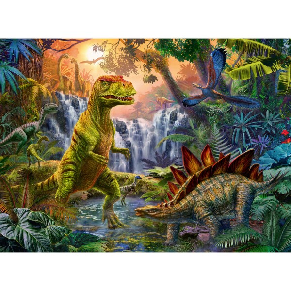 Puzzle XXL de 100 piezas: El oasis de los dinosaurios - Ravensburger-12888