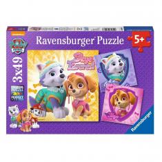 3 x 49-teiliges Puzzle Paw Patrol: Charmante Hündinnen